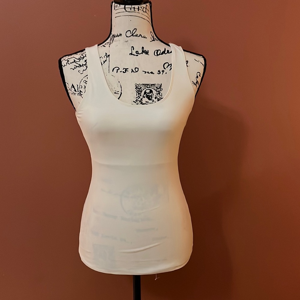 Ivory Shapewear tank, lined in front, very fitted, never worn
